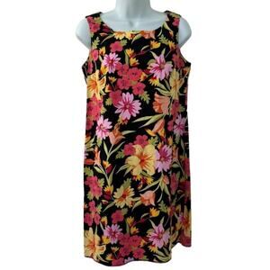 Vintage Eileen West Classics Sleeveless Colorful Floral Shift Dress Size‎ 8P